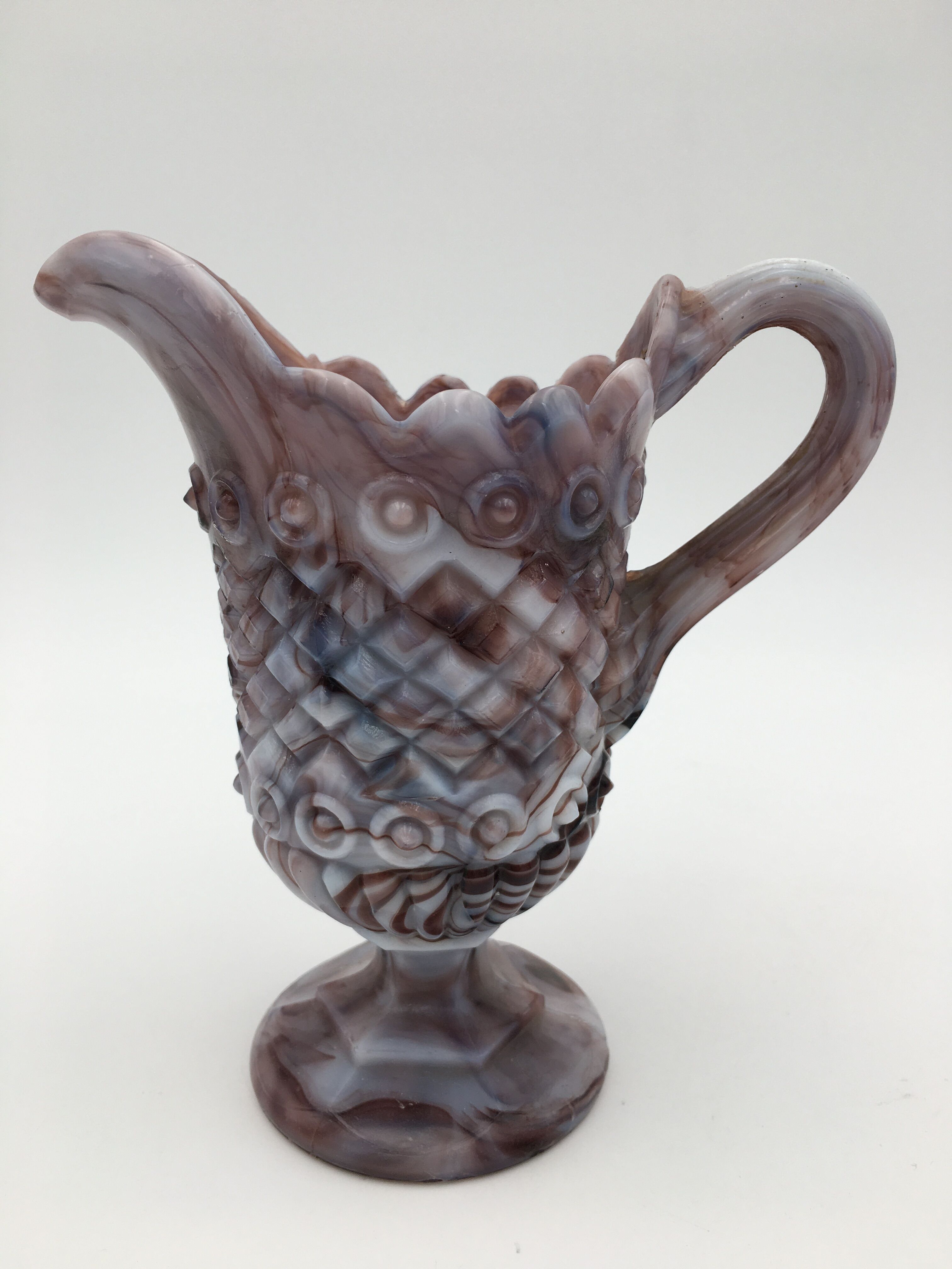 Old verse in marbled fair opaline, purple and white, Vallerysthal - Circa 1910