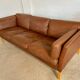 Danish mid-century vintage Mogens Hansen cognac brown leather sofa 60s