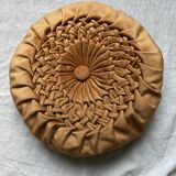 Vintage round cushion in pleated velvet