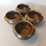 4 bowls with handles in gilded stoneware
