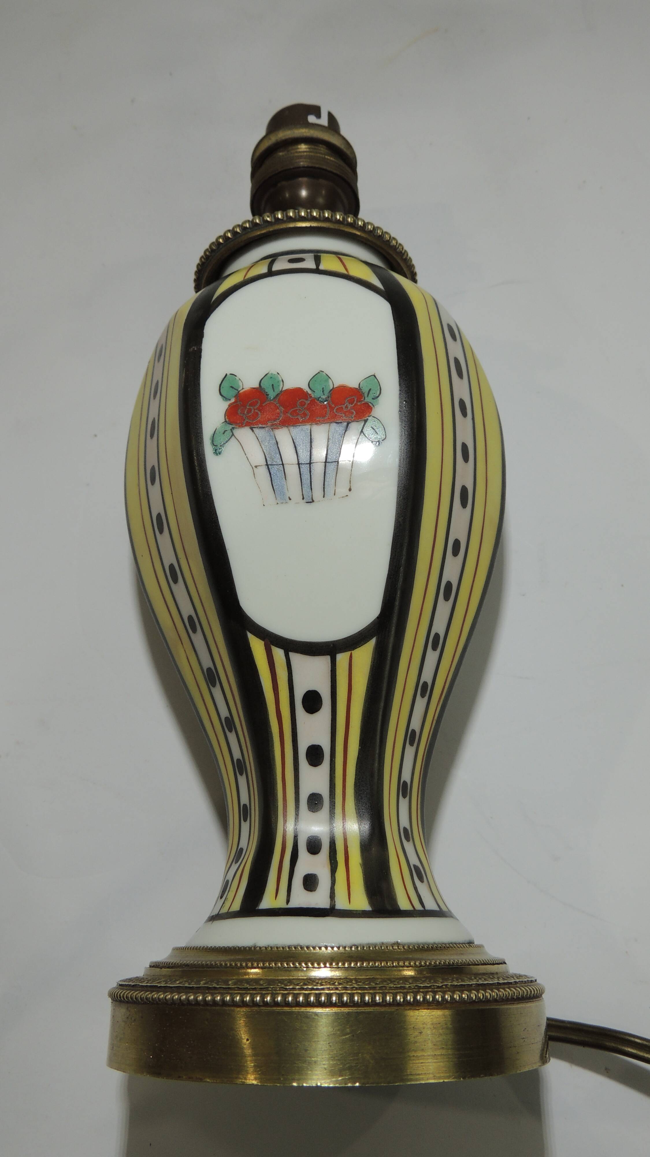 1930s ceramic lamp and bronze/vintage frame