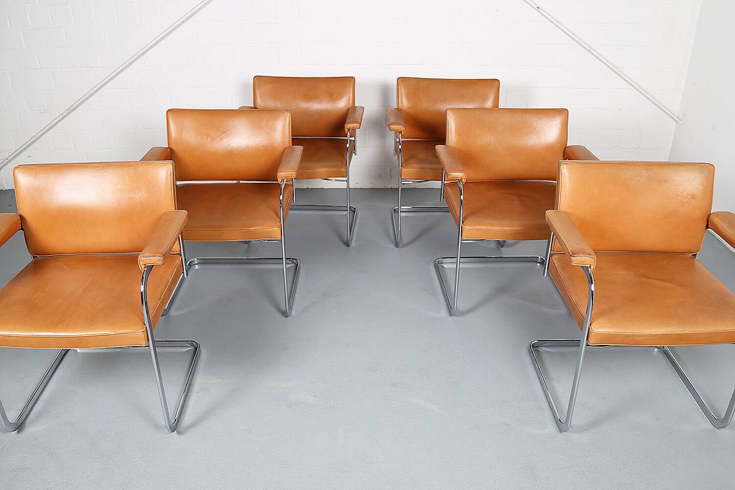 Set of 6 De Sede RH 305 Dining Chairs by Robert Haussmann in Cognac Leather