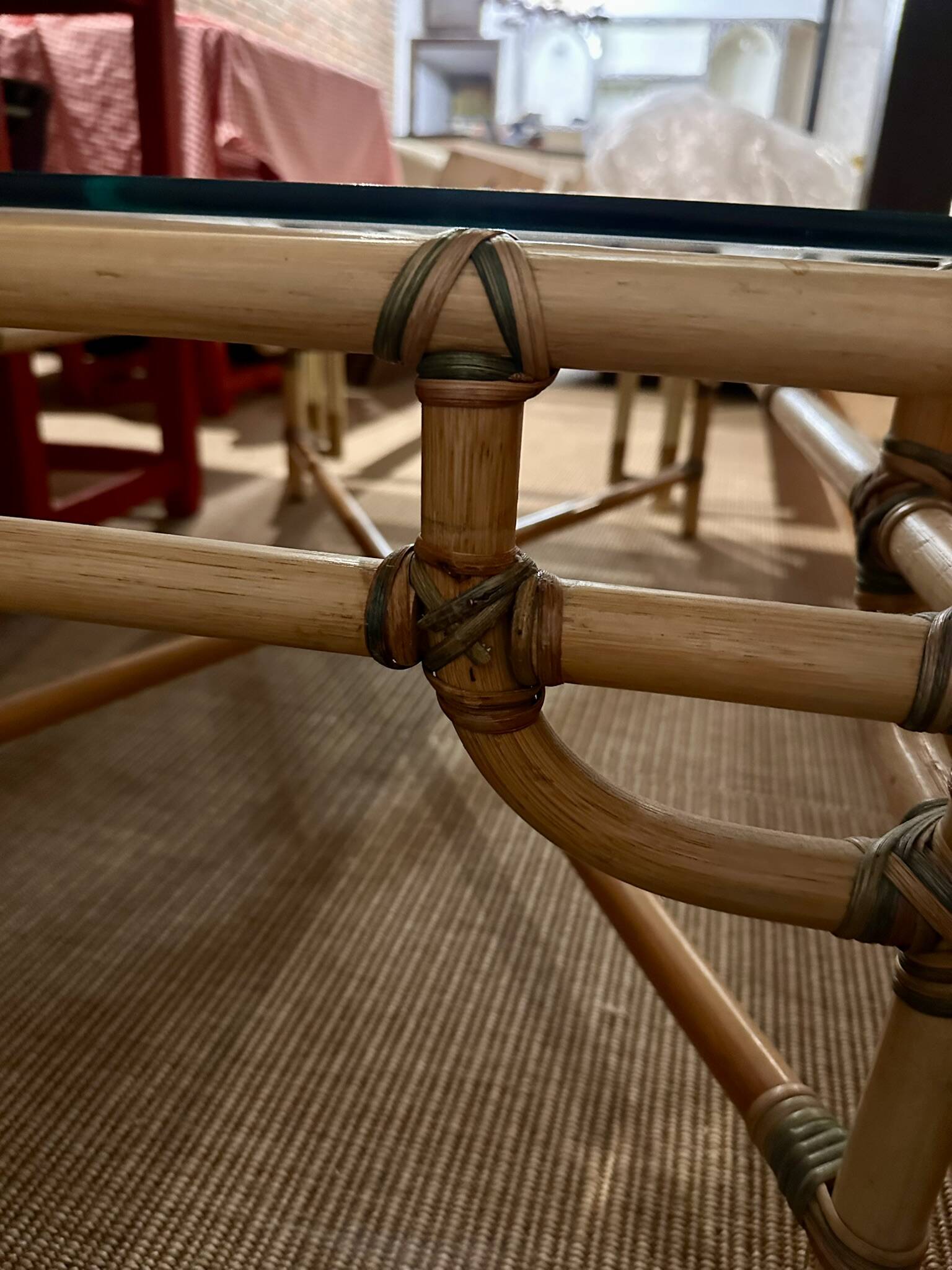 Bamboo and glass coffee table 1970