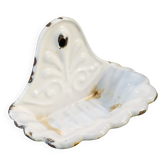 Ancien porte savon en tole émaillée blanc