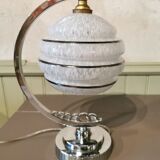 Half-moon chrome art deco lamp