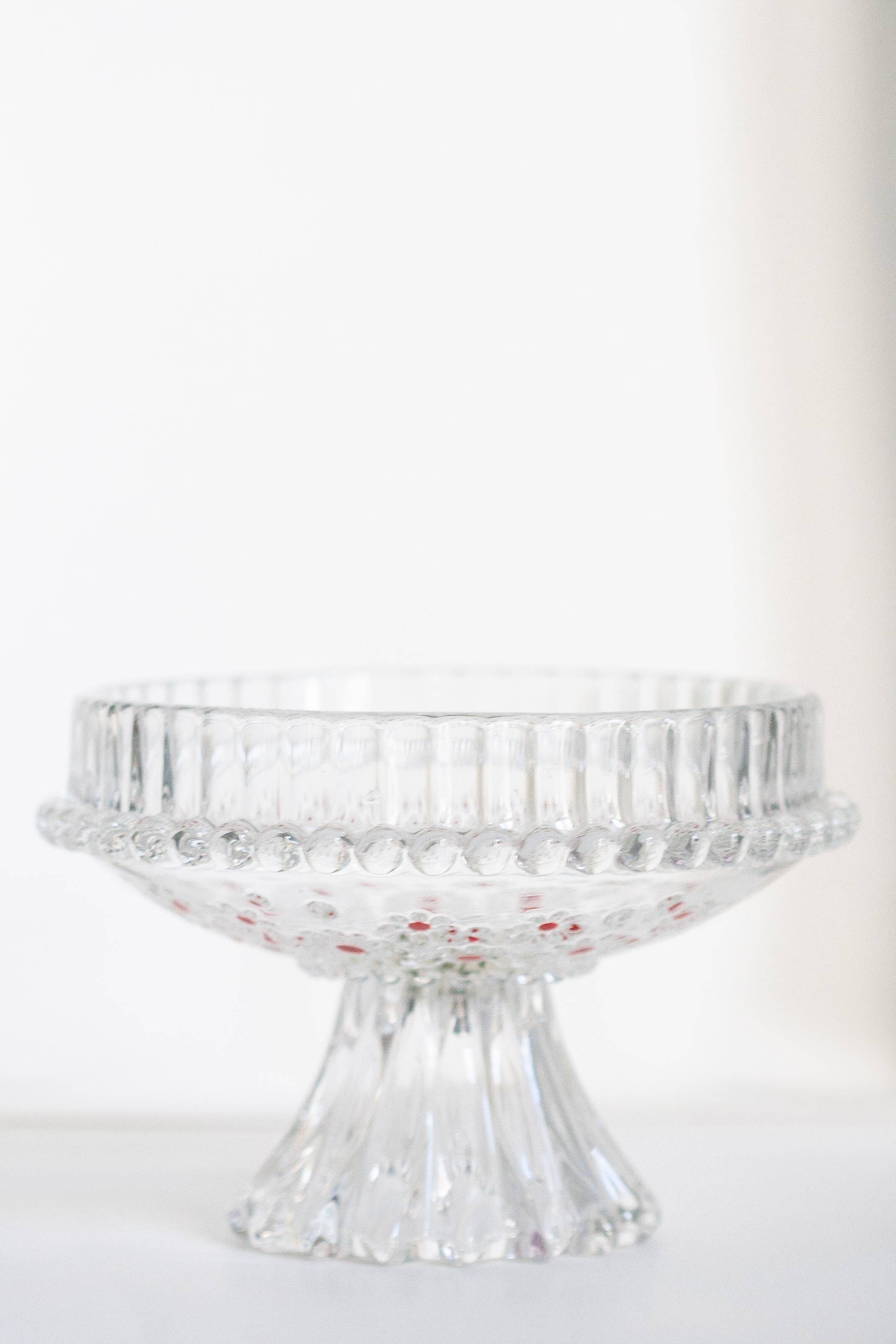 Vintage transparent crystal glass decorative plate, Italy, 1960s.