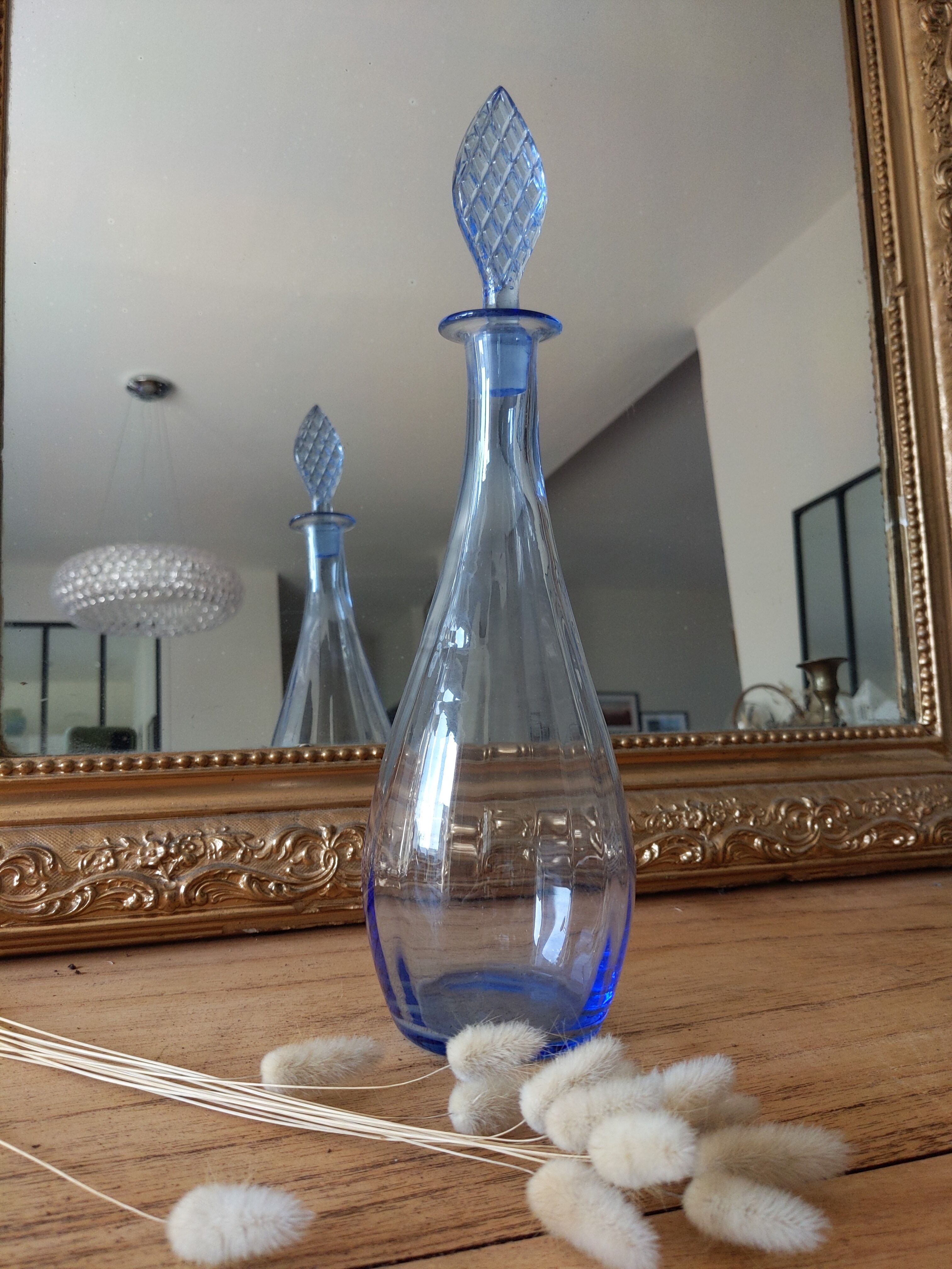 Decanter old vintage blue pitcher