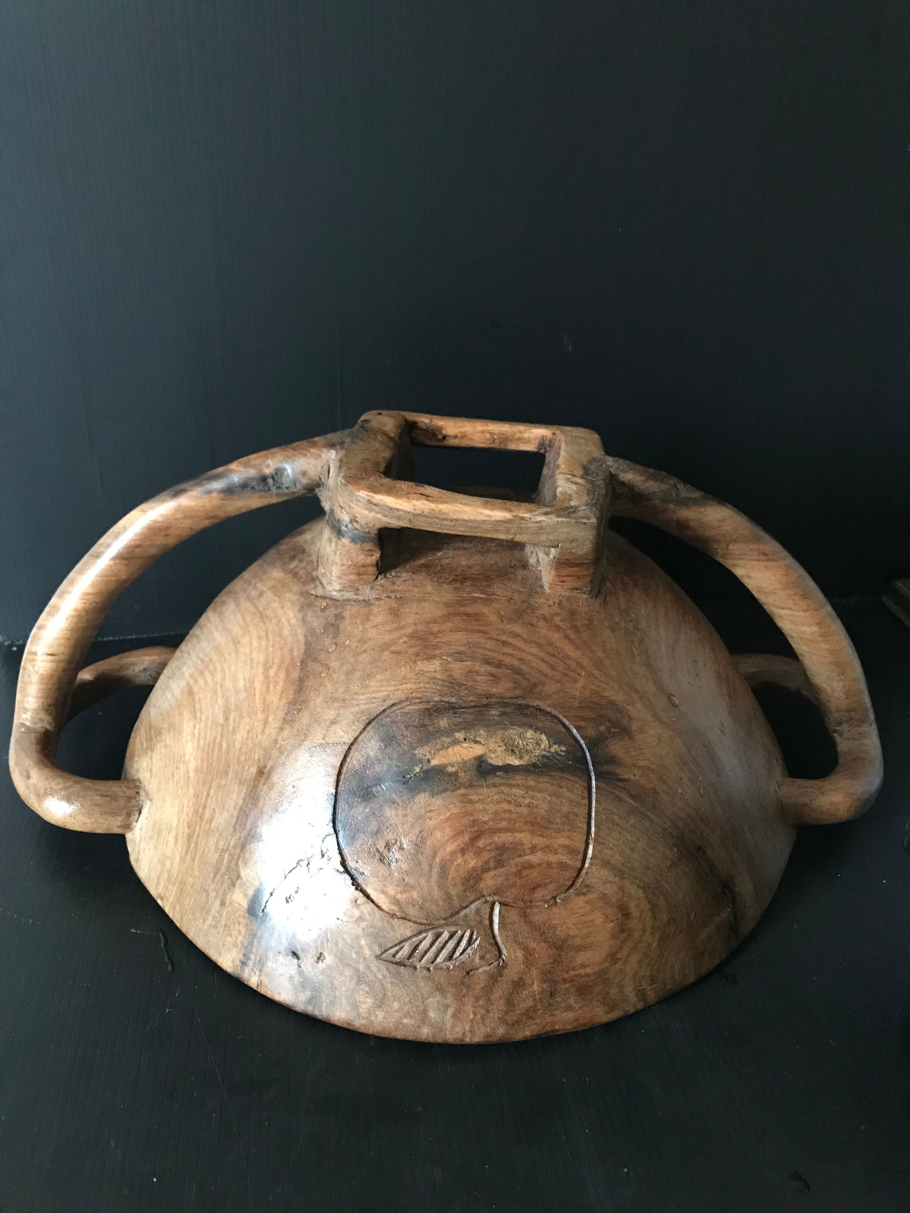 Large carved wooden bowl