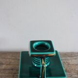 Cave rat candlestick, green earthenware with gilding from the 1950s.