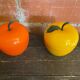 Ice Buckets Apple + Lemon Plastic Orange Yellow 70’s Vintage