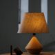 Sculptural Danish modern table lamp in wood by Kirk, 1980s.