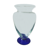 Transparent glass vase and cobalt blue glass paste base design and vintage