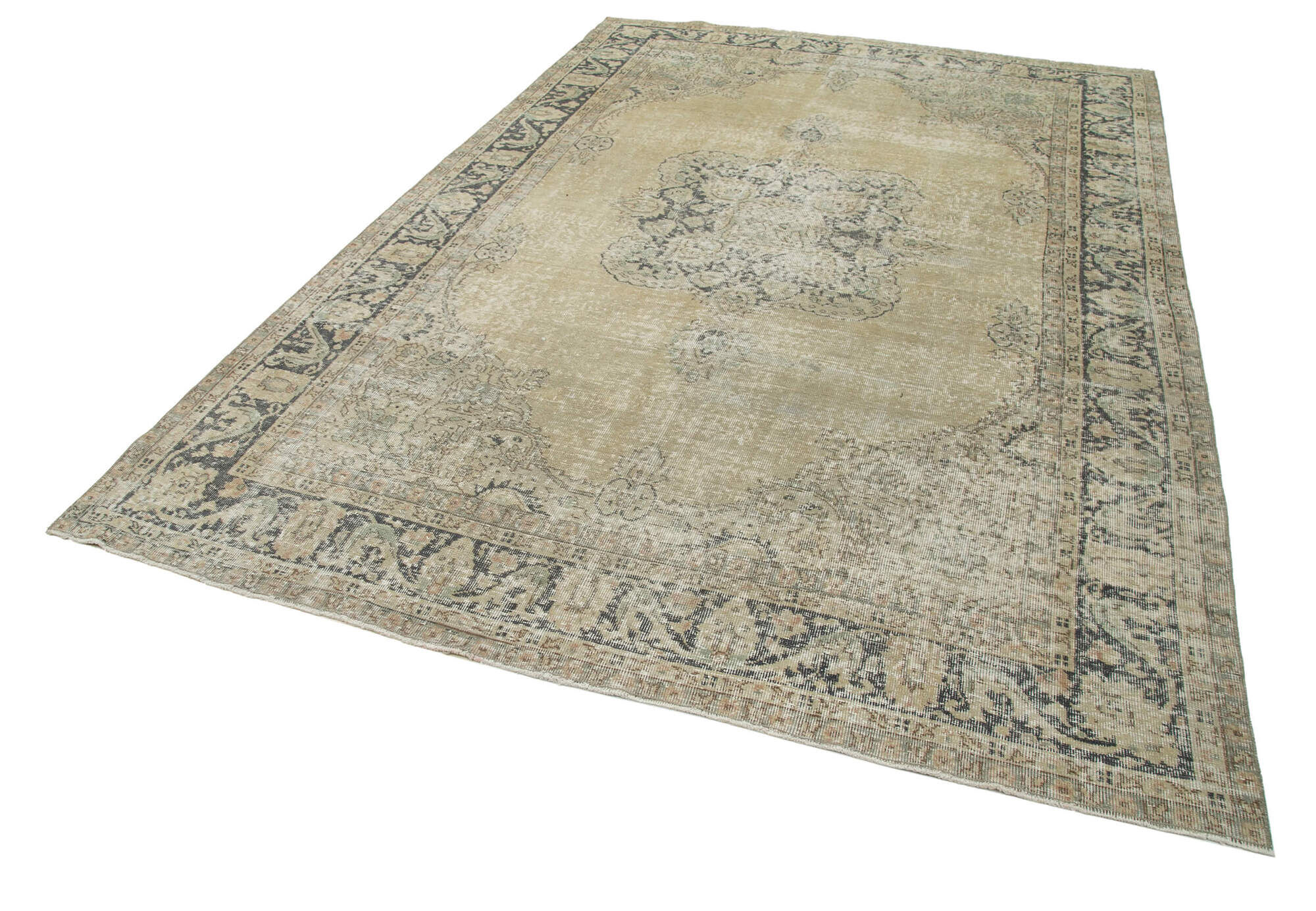 Handmade oriental beige rug 207 cm x 310 cm