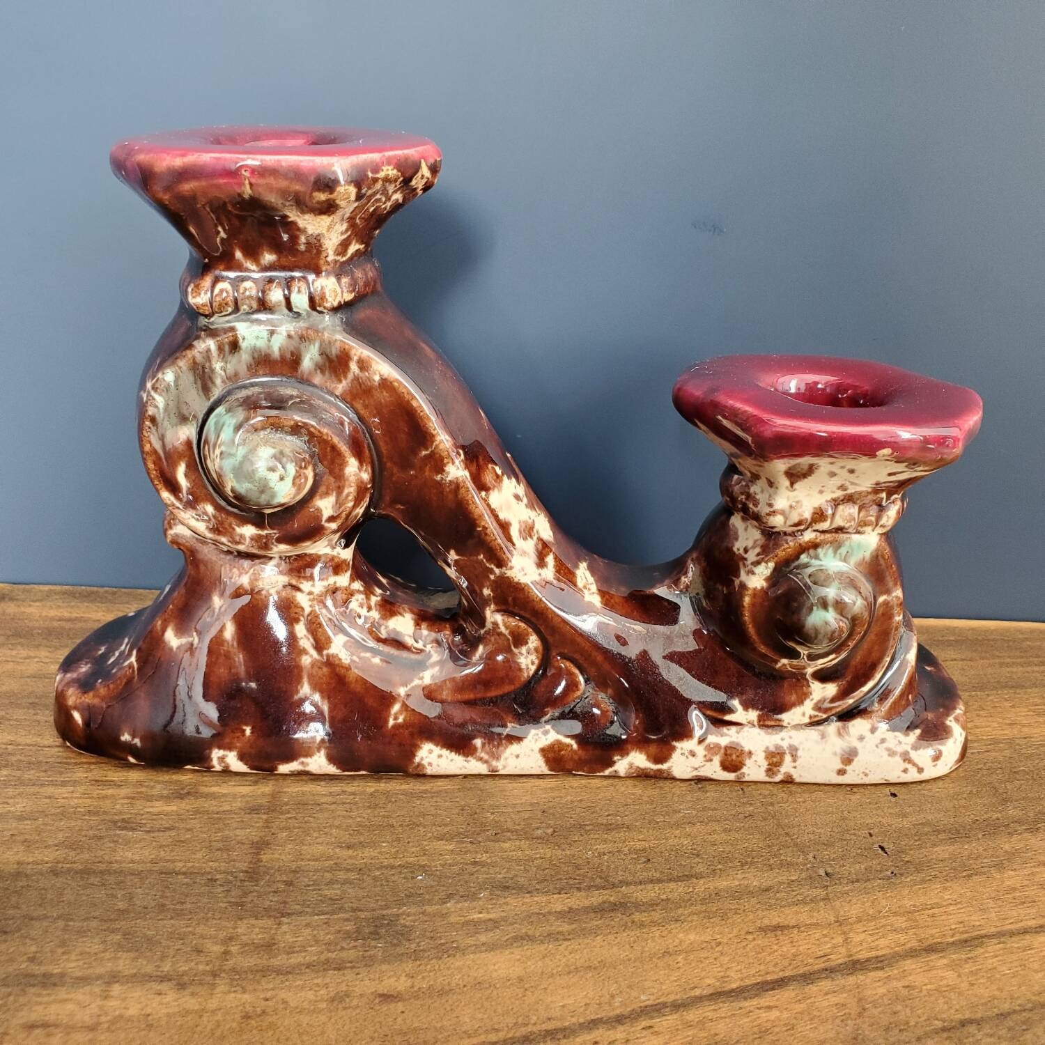 Pair of Fat Lava ceramic candle holders