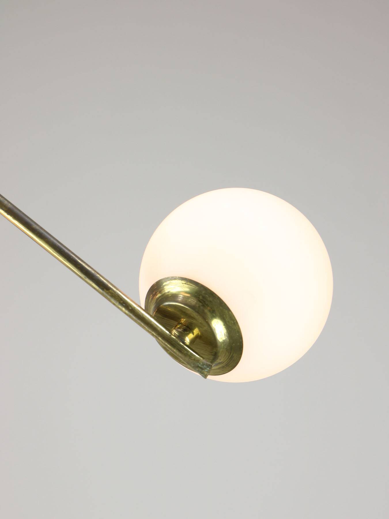 Art Deco Italian Brass and Opaline Chandelier