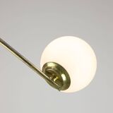Lustre Art Déco en laiton et opaline italien