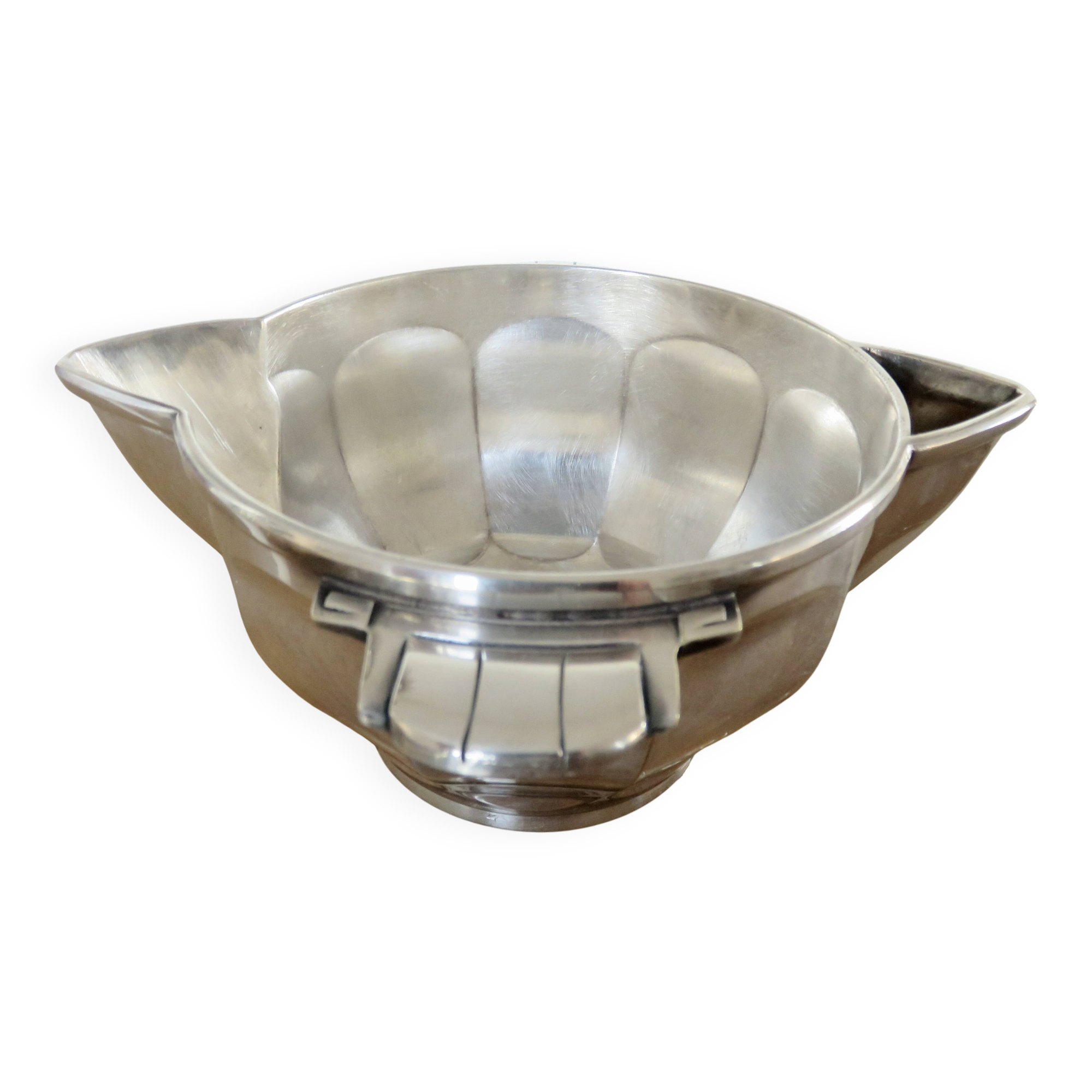 Art Deco silver-plated sauce boat with hallmark, 1920s-30s.