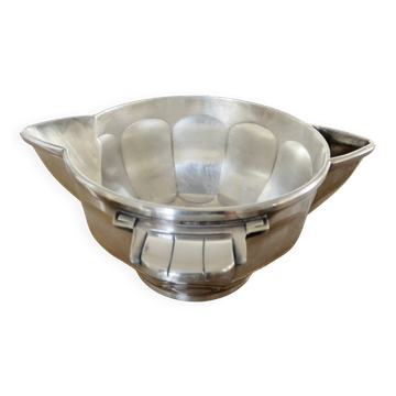 Art Deco silver-plated sauce boat with hallmark, 1920s-30s.