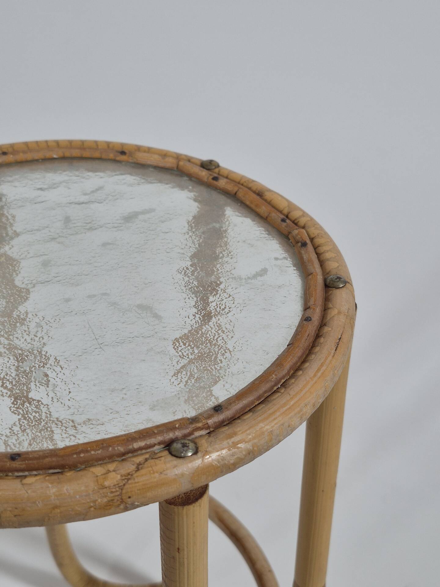 Pair of vintage mid century bamboo ice glass flower stands