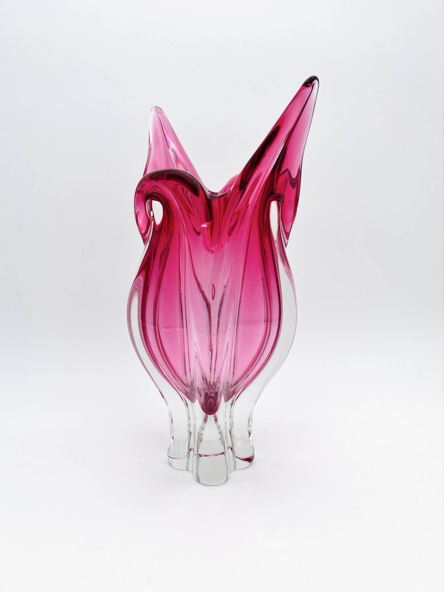 XXL Vase Josef Hospodka Chřibská Bohemian Crystal Rose 60s