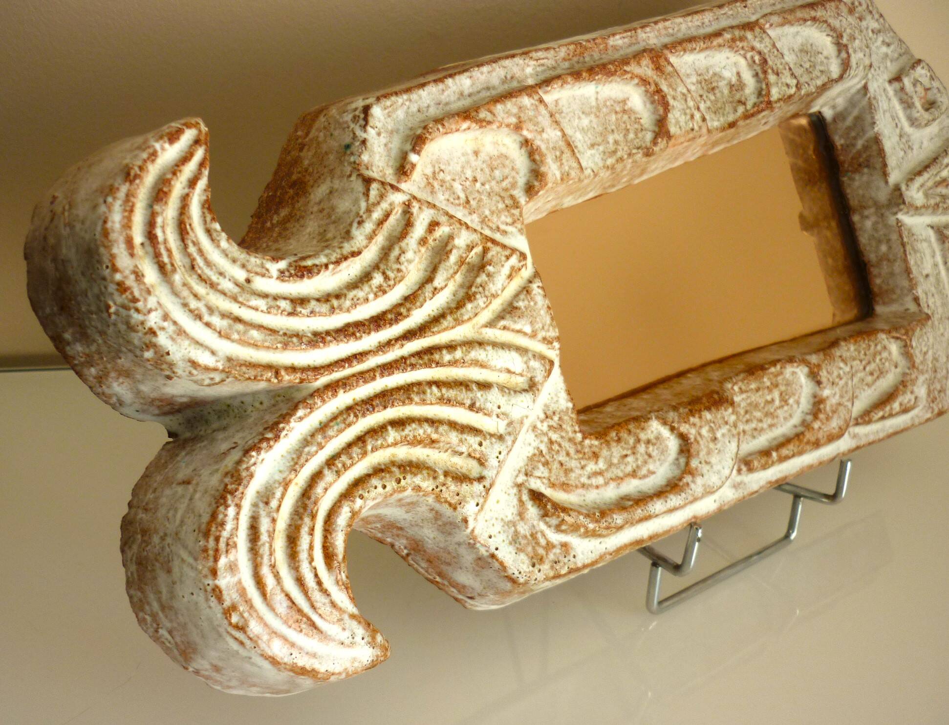 Miroir poisson, céramique émaillée, signé Robert Meynard, Vallauris, 1950