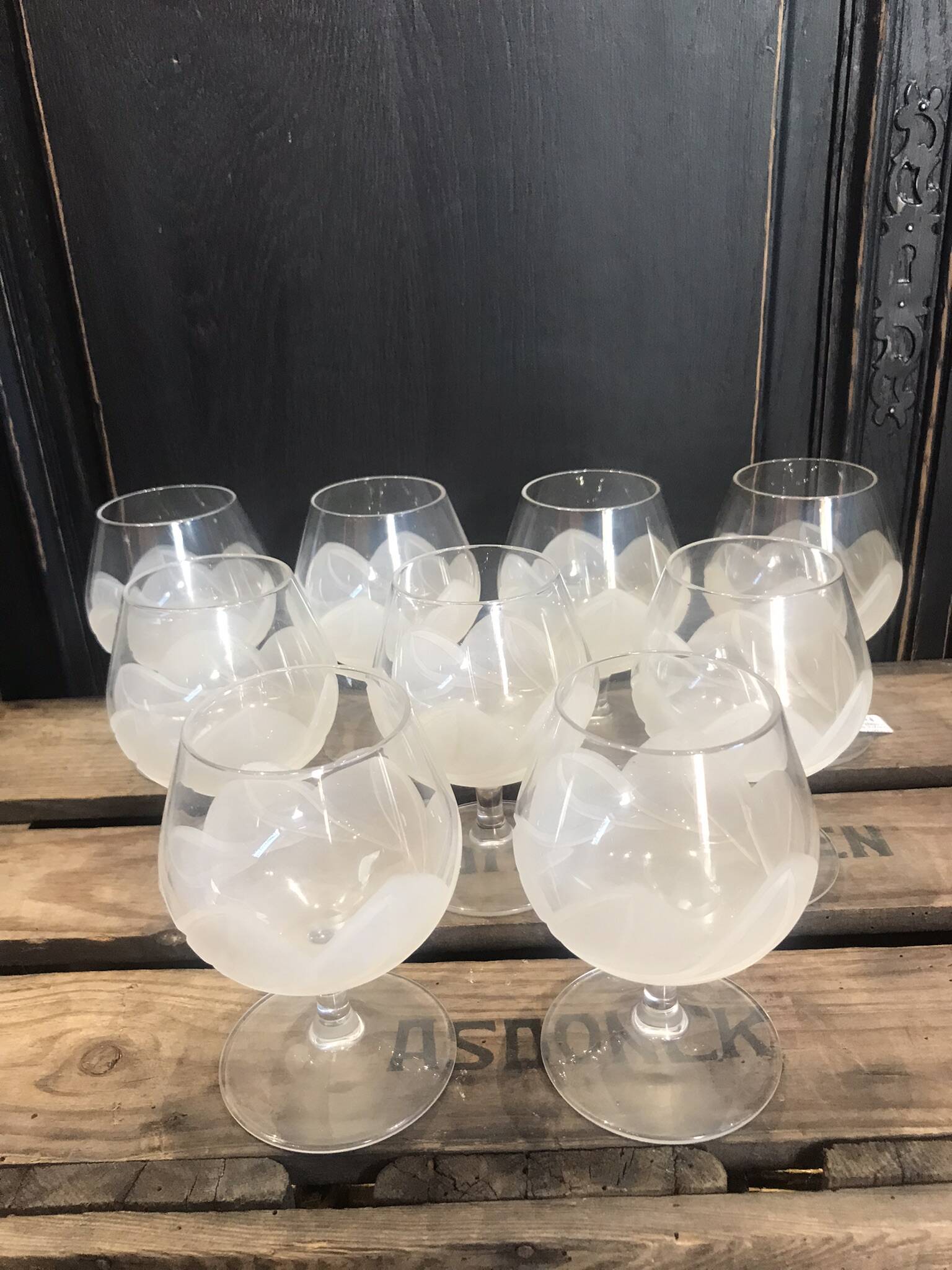 9 Arques crystal cognac glasses, Florence model