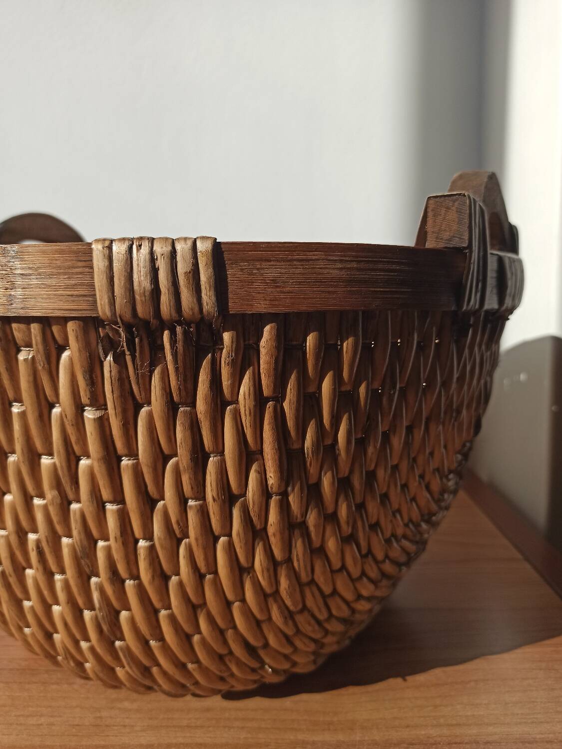 Vintage woven rattan basket - Traditional Asian wickerwork