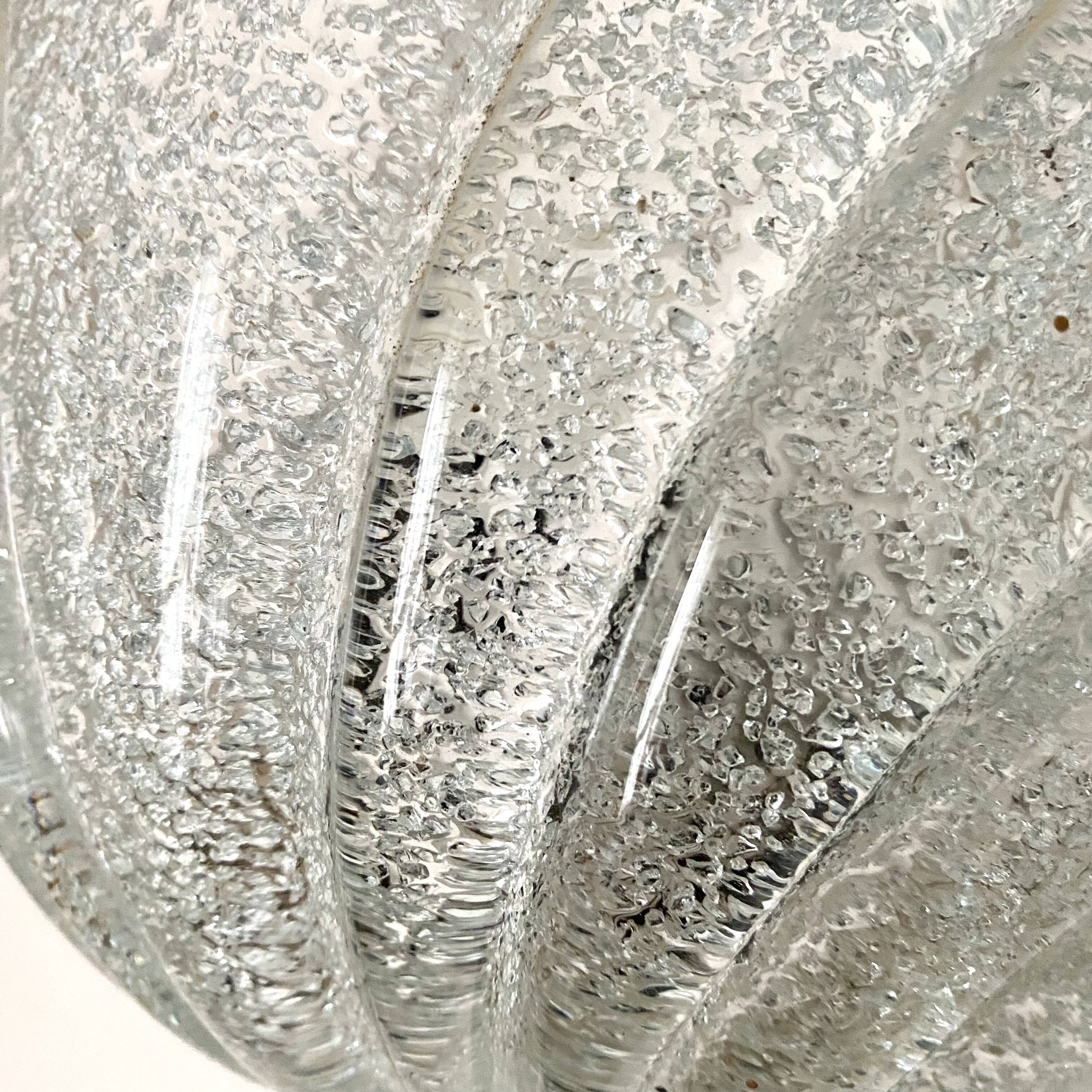 Wall light shell in glass and brass, 1970s-80s.