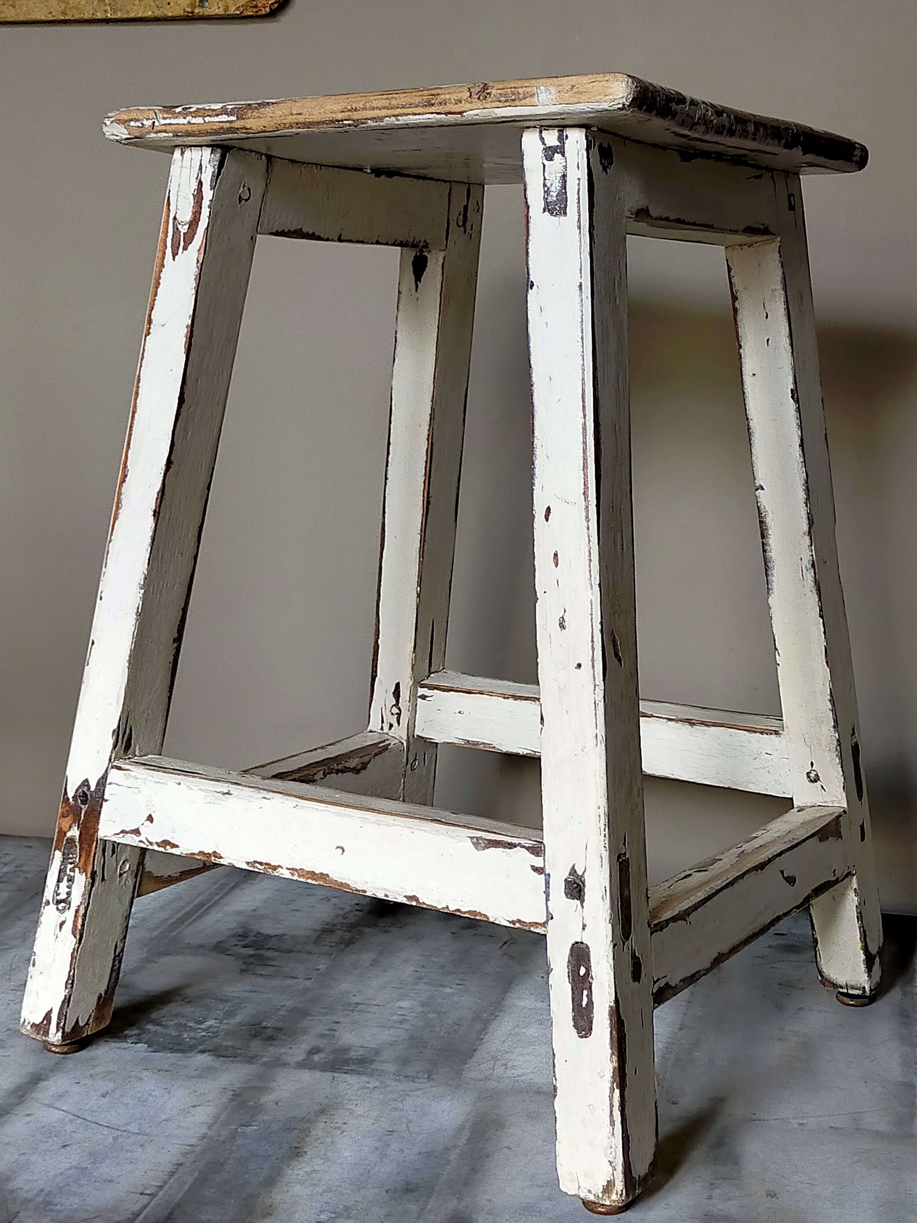 Old patinated workshop stool