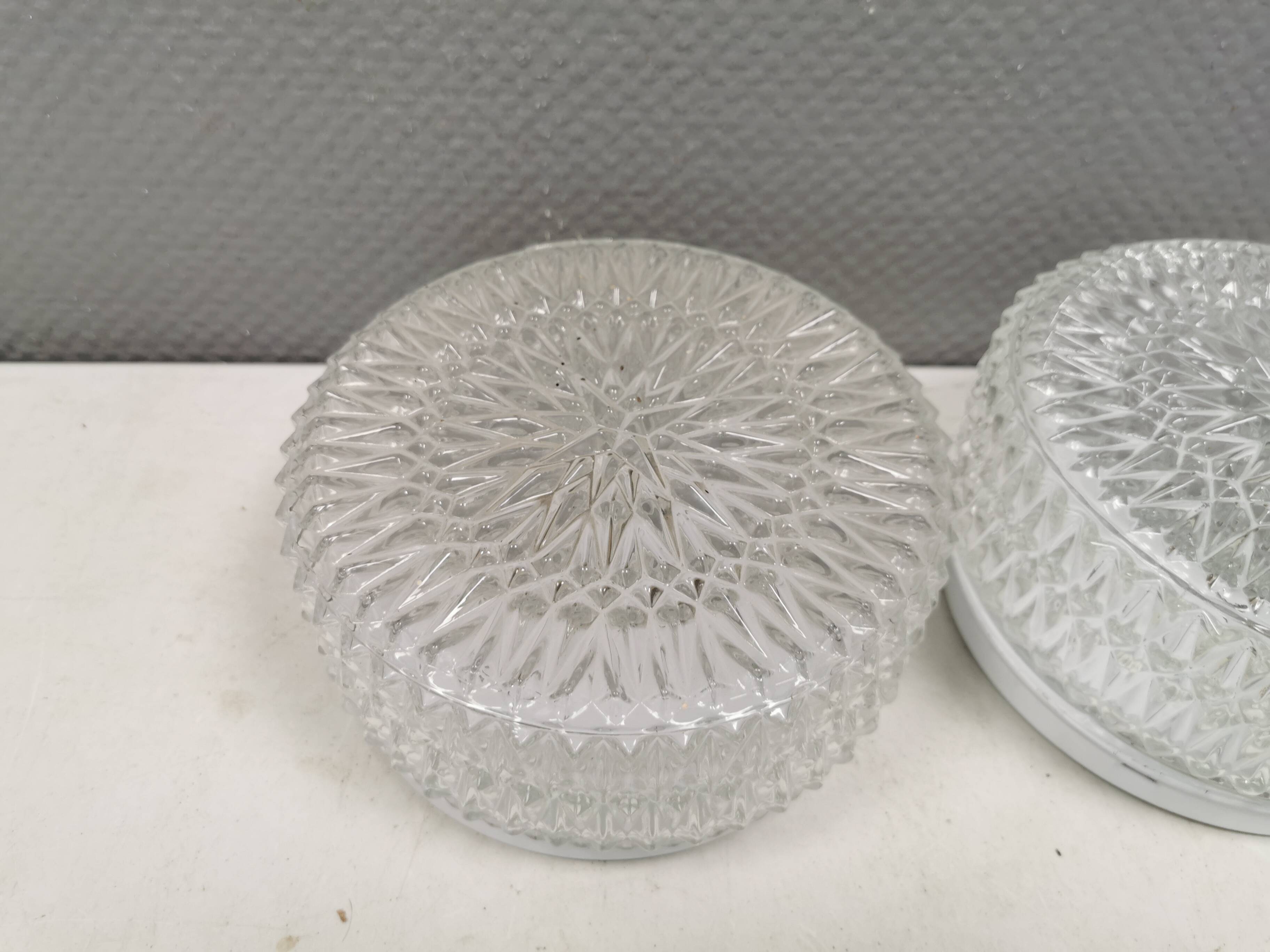 Two beautiful ceiling lights with crystal glass shades. Denmark 1980s