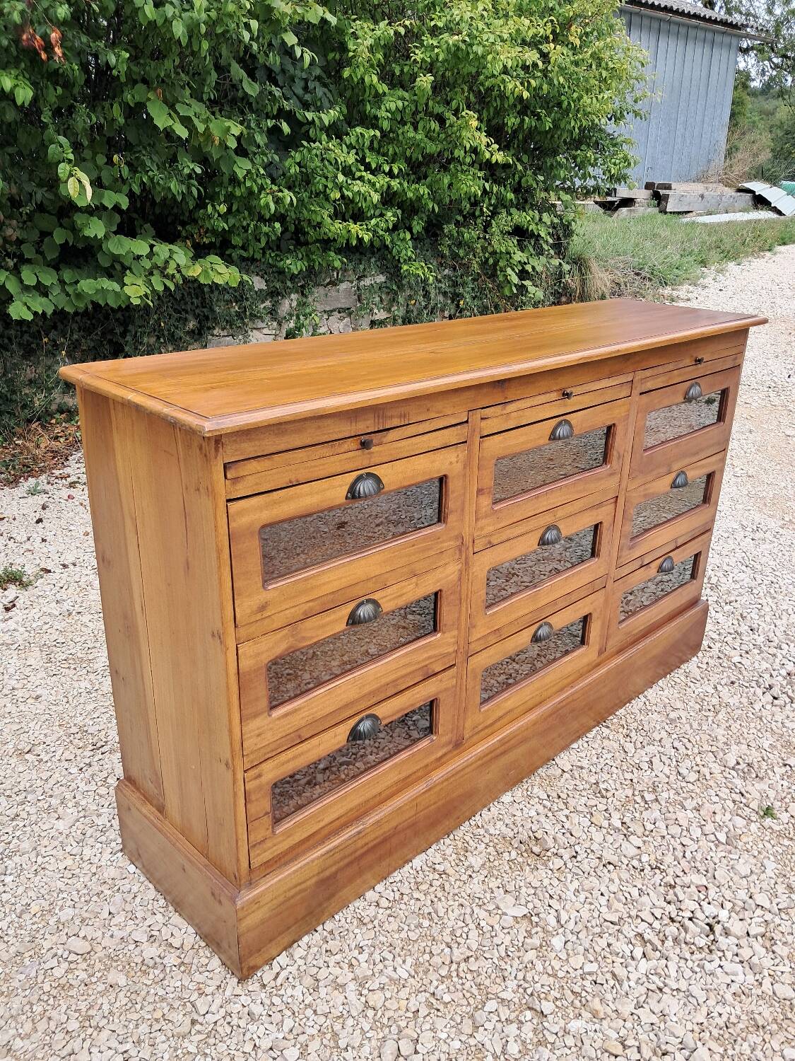 Commode grainetier 9 tiroirs vitrés