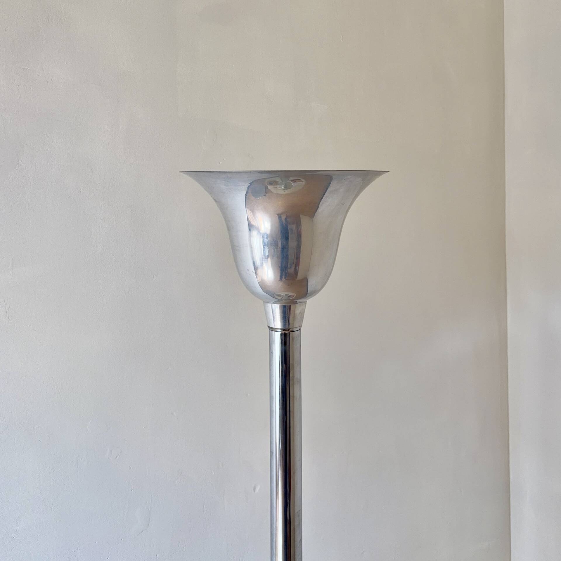 Lampadaire art déco, chrome et bois, 1930’s