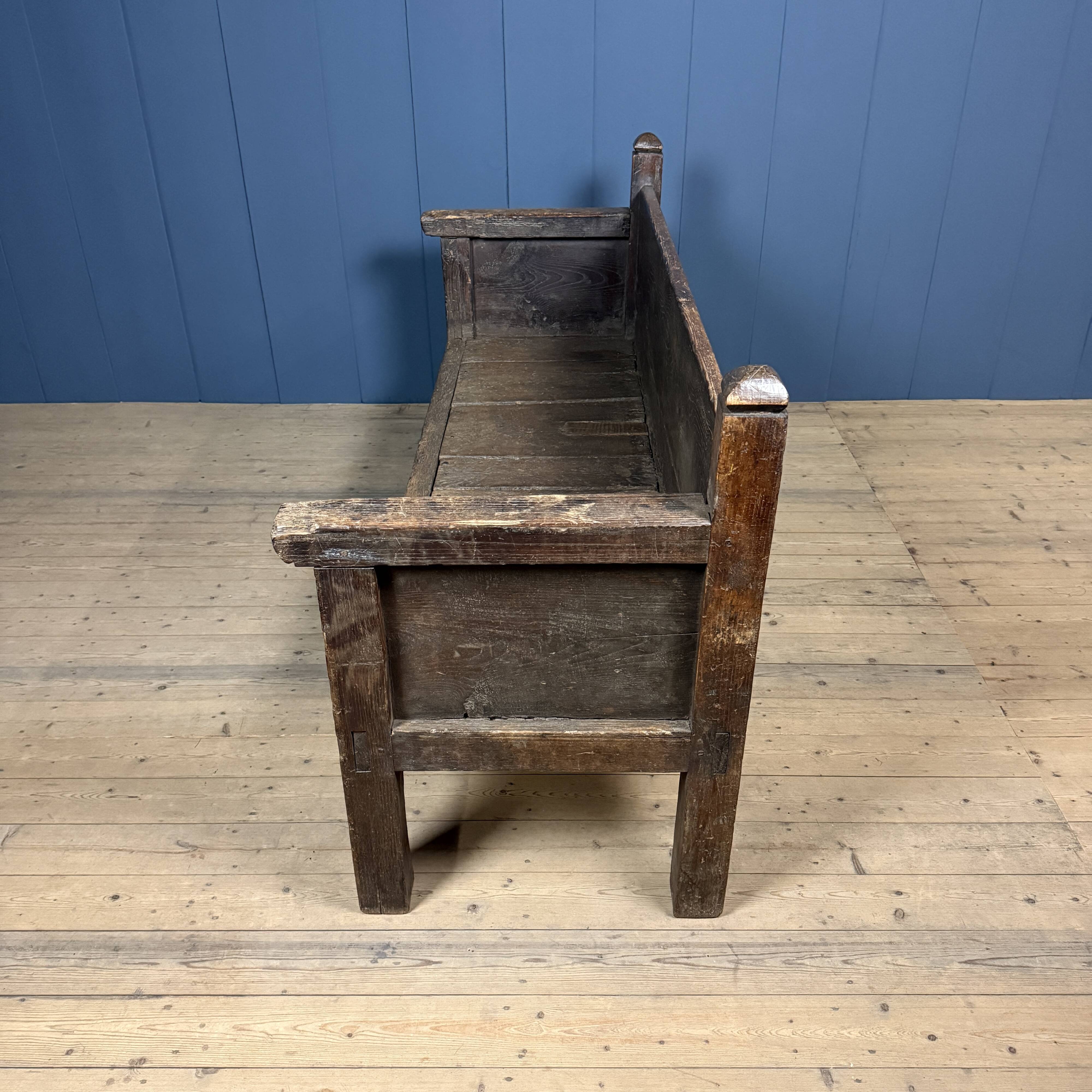 Antique Spanish chestnut wood bench from the 18th century