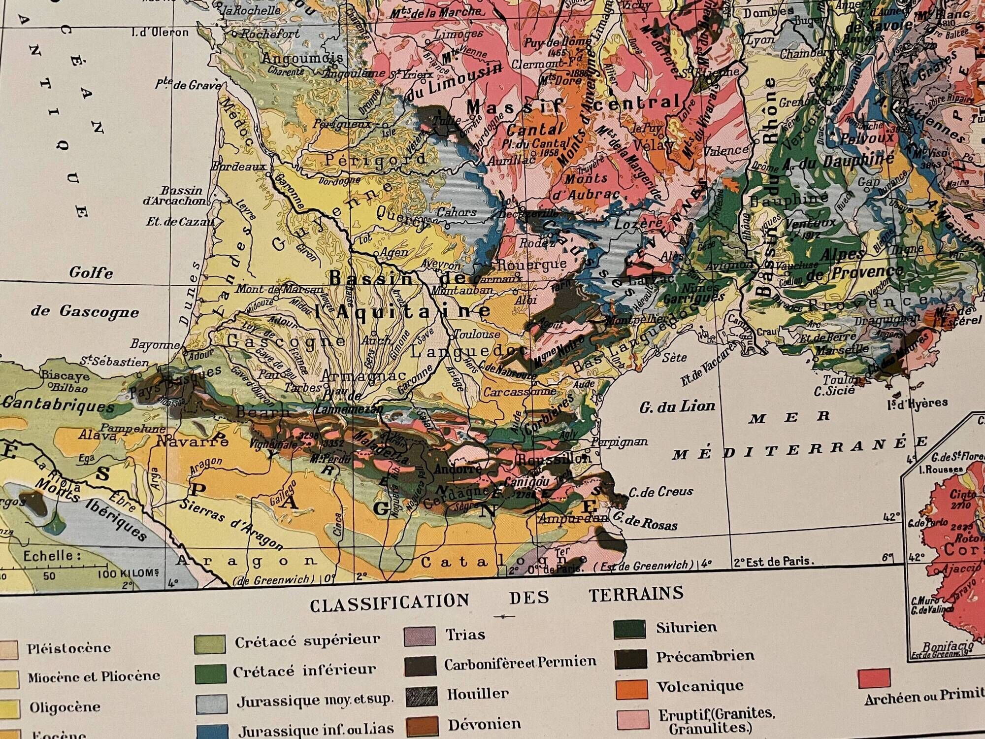 Old geological France map - 1930