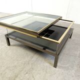 Table basse vintage coulissante en verre, 1970