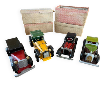 Set of 4 vintage wooden cars