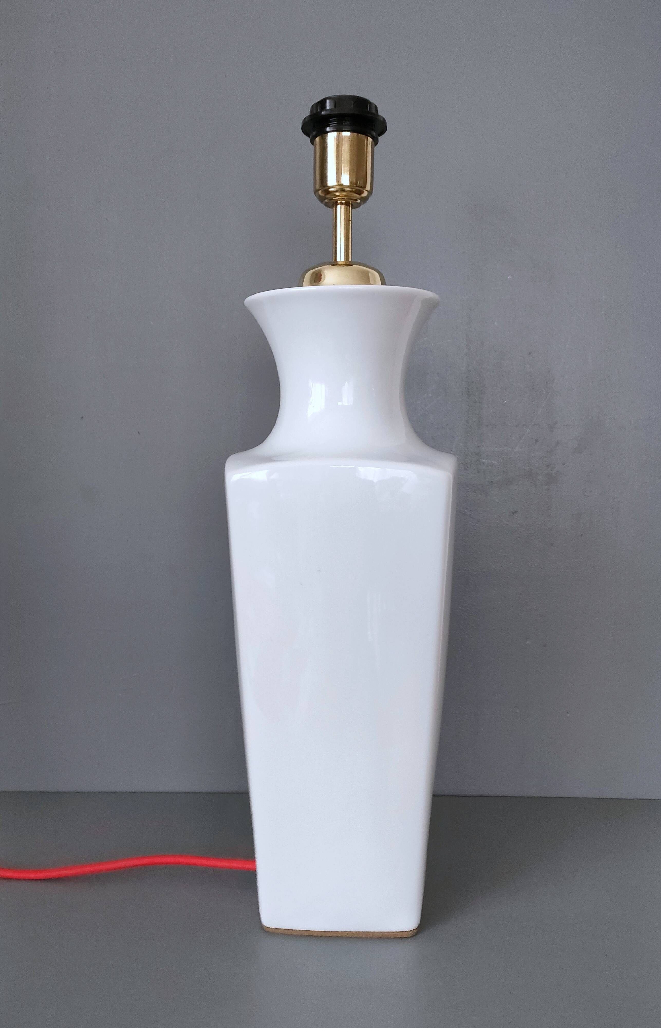 Importante lampe en porcelaine de Chine - blanc émaillé - design 50's