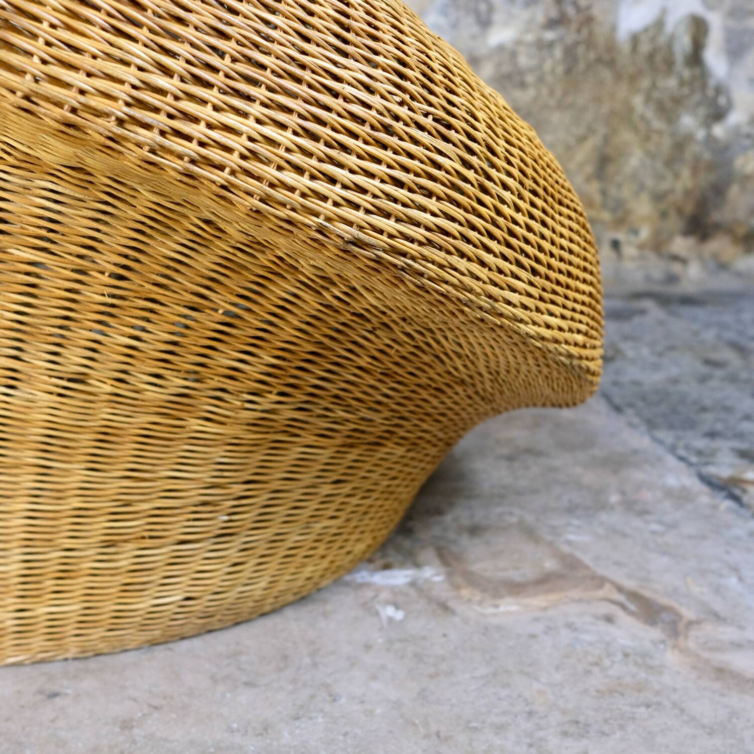 Large wicker basket armchair, Italy, 1970s