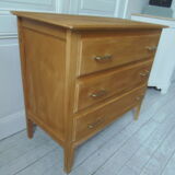 Commode vintage des années 60 à 3 tiroirs avec pieds compas.