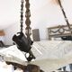 Art Deco Chandelier/Ceiling Light/Cast Glass Pyramid Shape & Angelo Frame