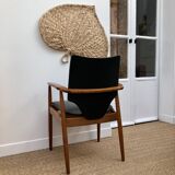 Teak and black vinyl chair 1960s
