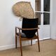 Fauteuil en teck et vinyle noir 1960