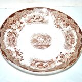 Set of 2 plates of bread in Opaque earthenware of Sarreguemines with faison - brown screen printing