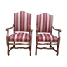 Paire de fauteuils Louis XIII retapissés