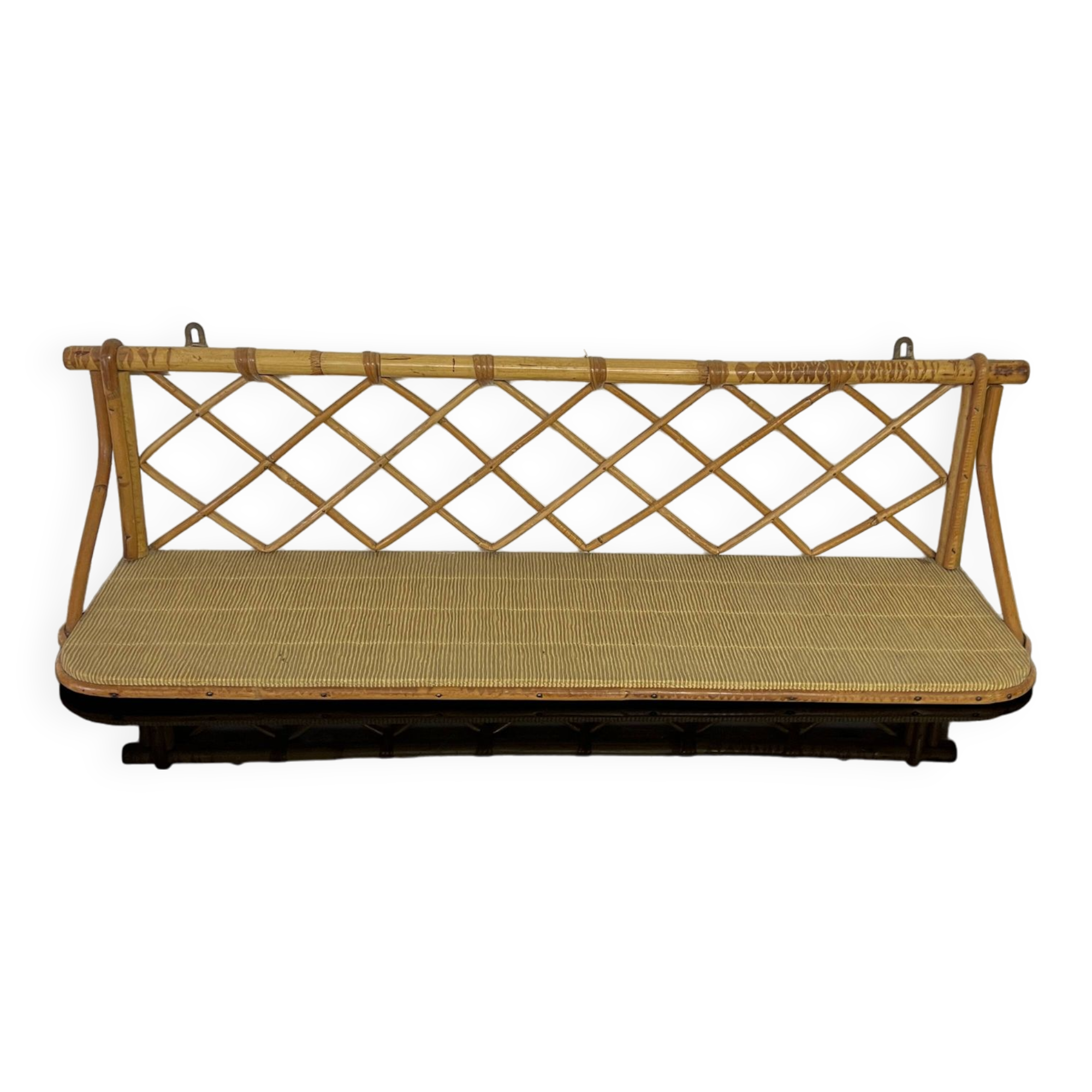 Vintage rattan wall shelf