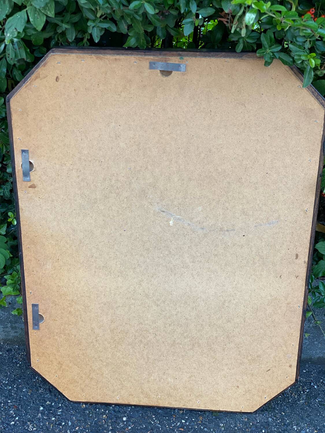 Vintage octagonal mirror in solid wood