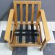 Blue fabric easy chair  in blonde wood frame 1960s