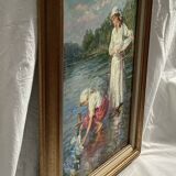 Oil painting on canvas signed dimensions: height -63cm-width -49cm-