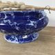 Blue & white marbled ceramic vase, pot cover
