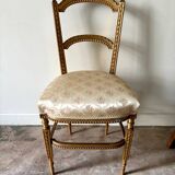 Chaise Napoléon III en bois doré et coton fleuri, XIXème siècle